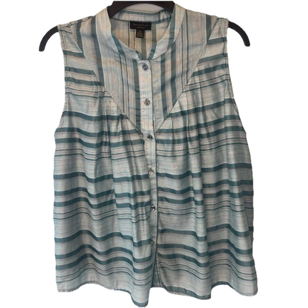 Anthropologie Current Air Piper Sleeveless Striped Button Front Top M Casual